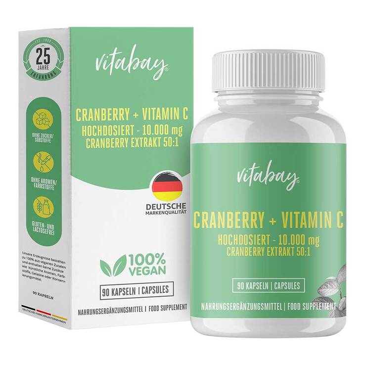 Cranberry + Vitamin C 10.000 mg hochdosiert Kapseln, 90 St