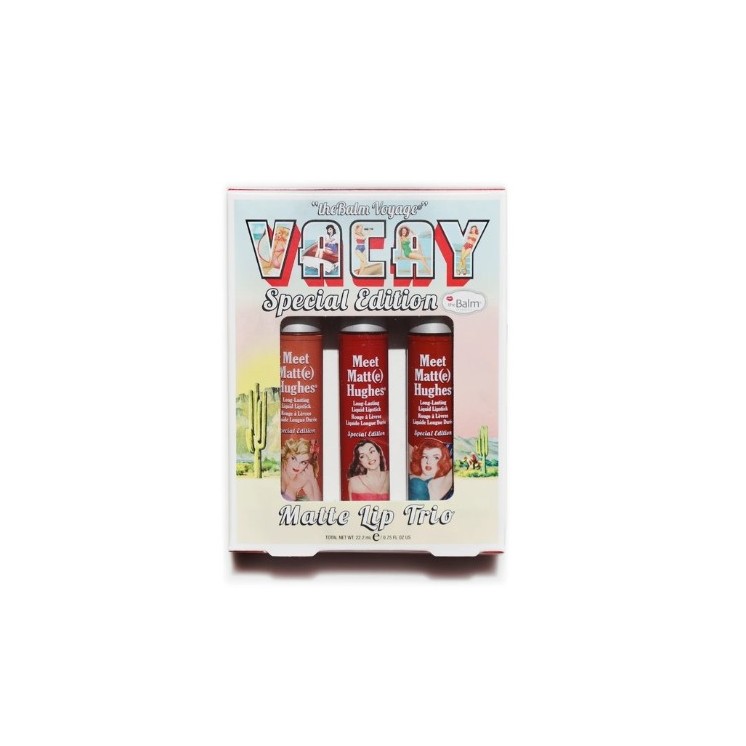 theBalm Meet Matte Hughes Trio Kit Vacay Set mit drei matten flüssigen Lippenstiften: Persistent, Charismatics, Adventurerous