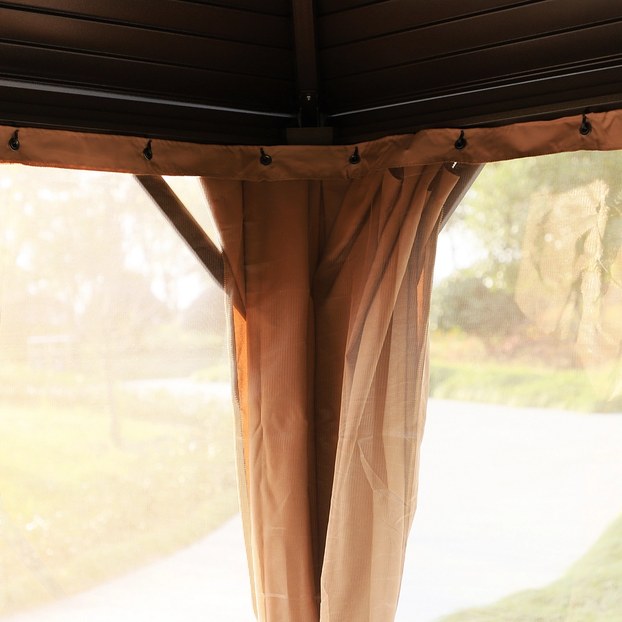 Outsunny Gartenpavillon mit 2 Laternenhaken bronze, braun