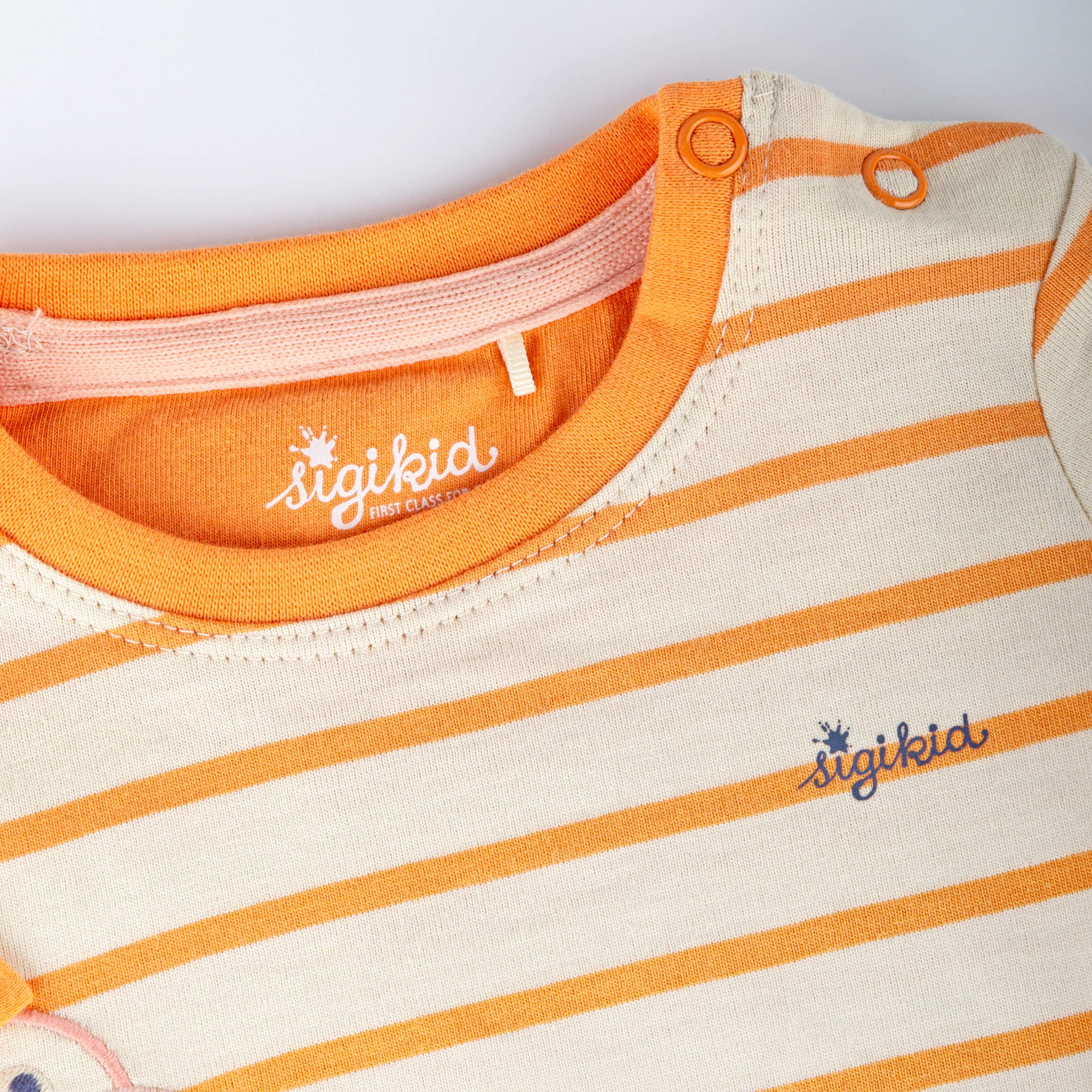 Kurzarmkleid B - SKATING FLAMINGO gestreift in orange