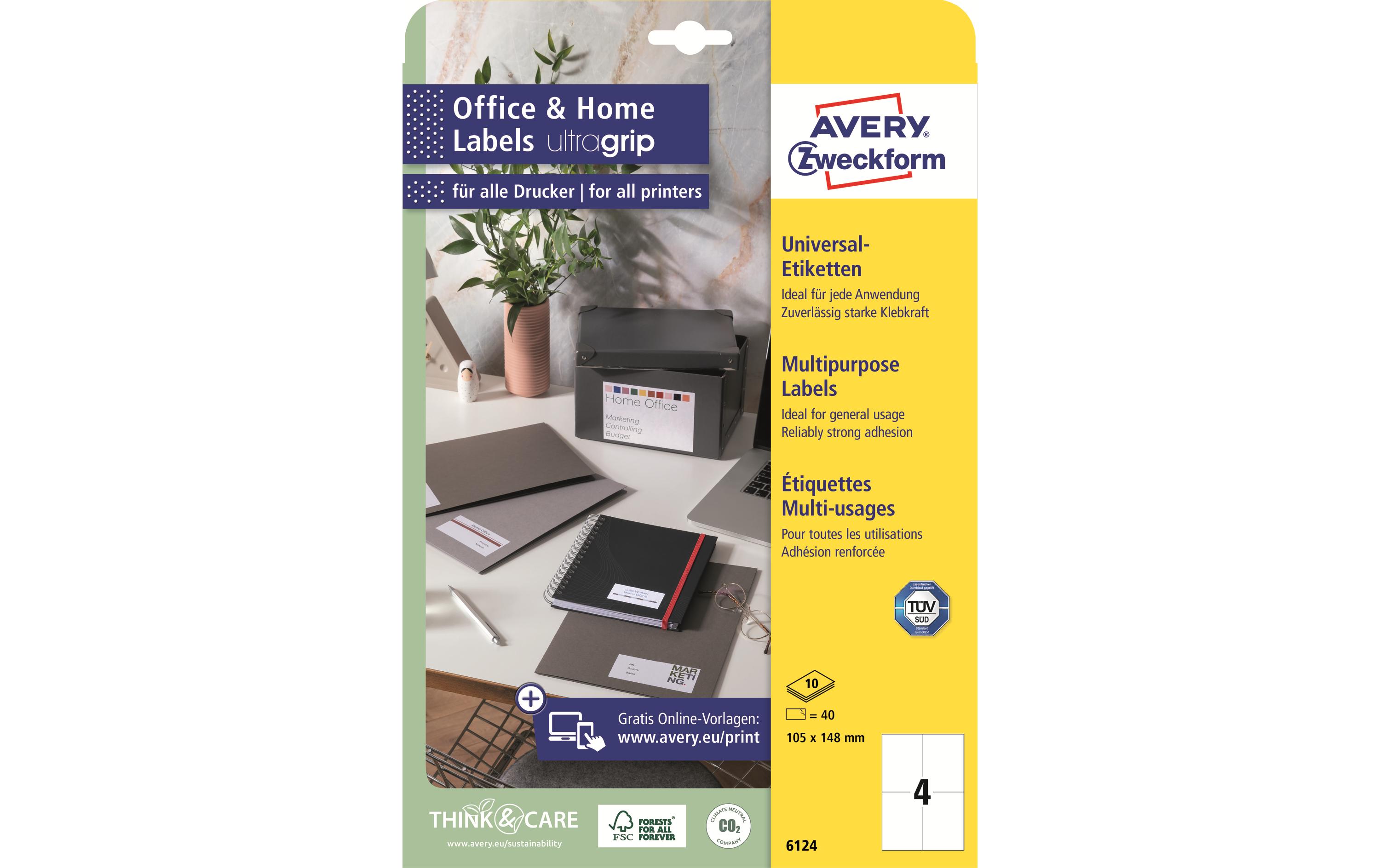 Universal-Etiketten 6124 105 x 148 mm, 10 BlattWeisse Aufkleber, permanent haftend