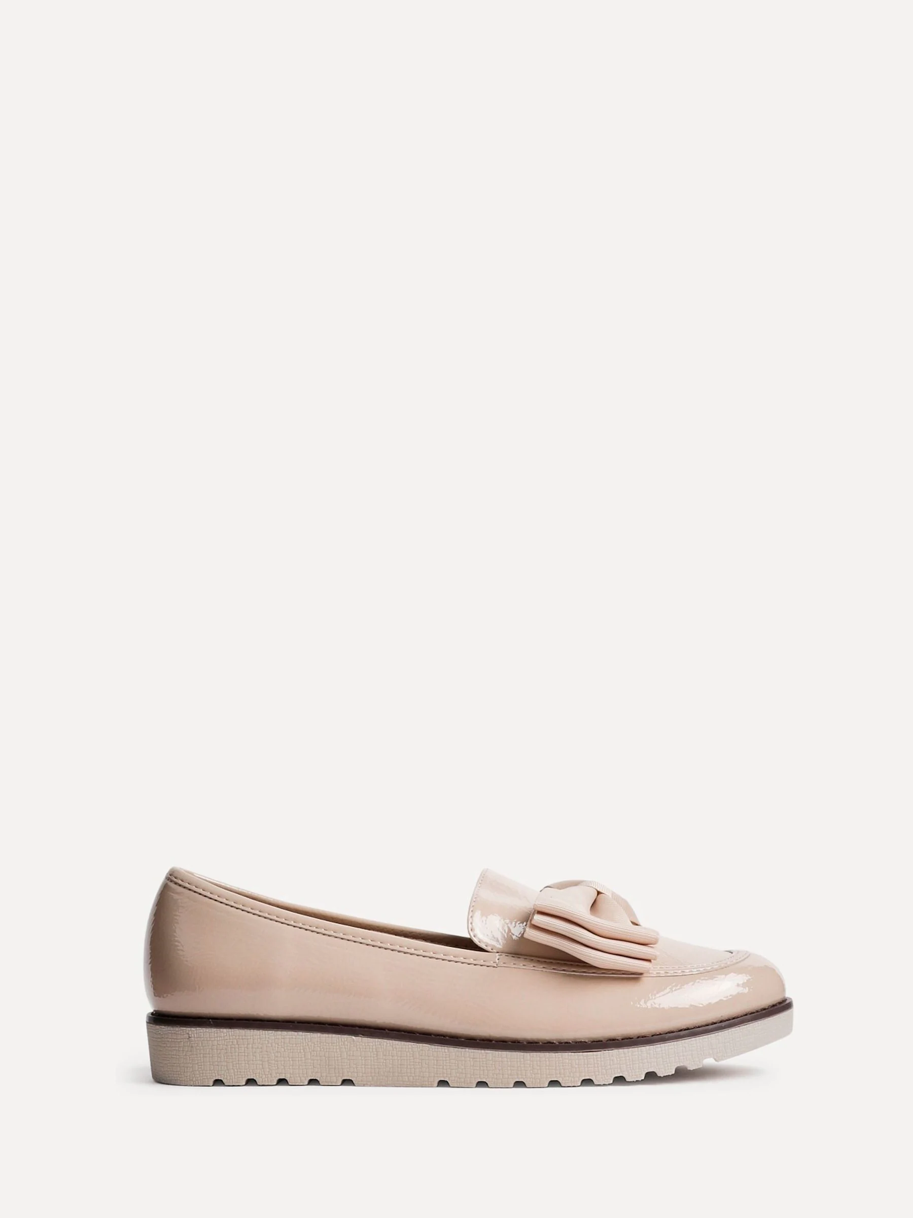 Licht beige - Linzi Cathy loafers met plateauzool en grote strik