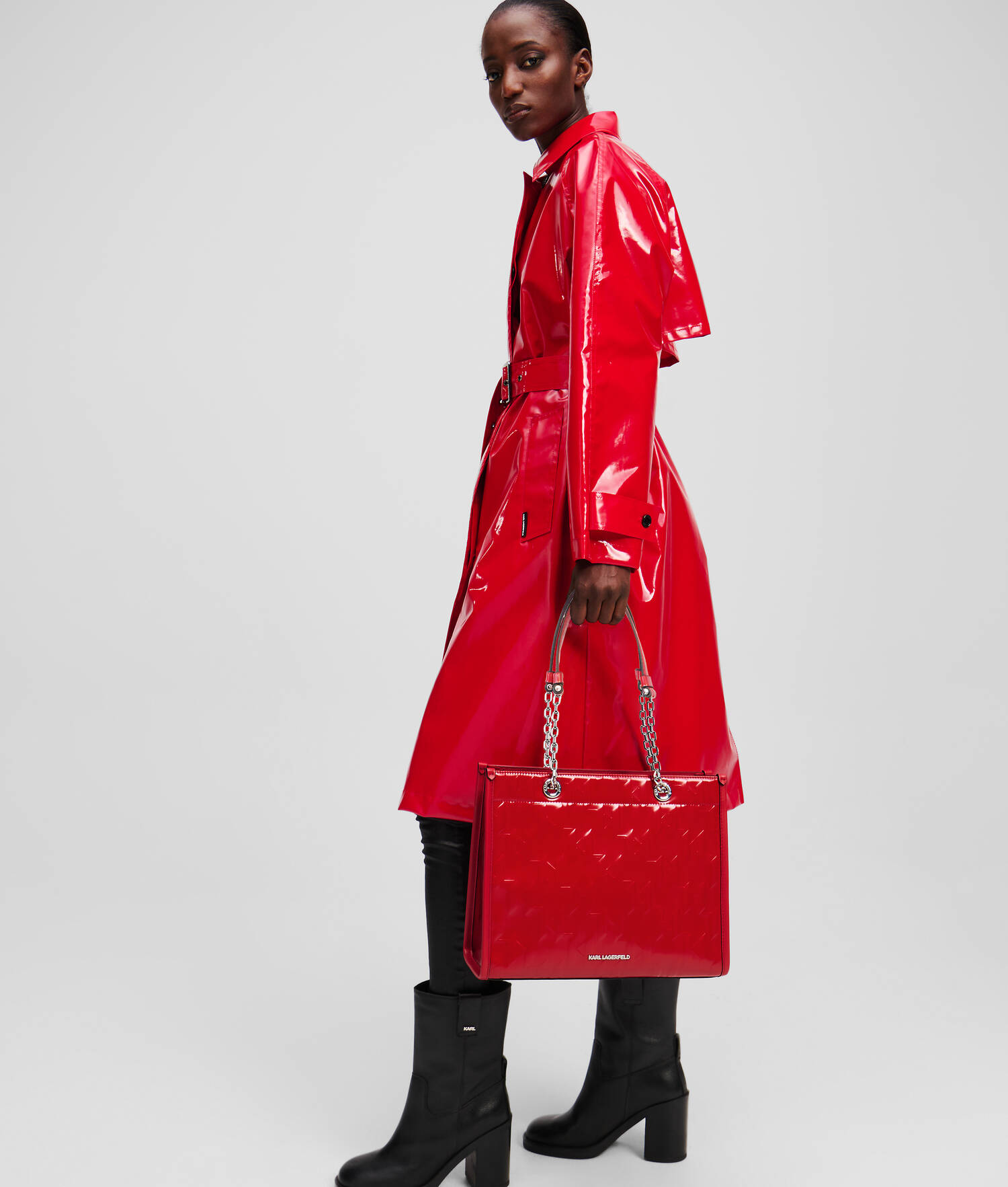 CABAS MEDIUM BRILLANT K/SKUARE - Rouge Klassic
