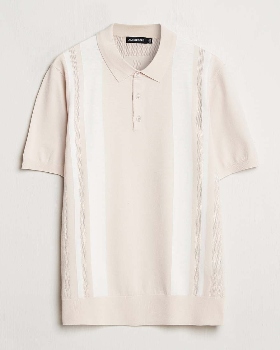 J.Lindeberg Reymond Stripe Knit Polo Moonbeam