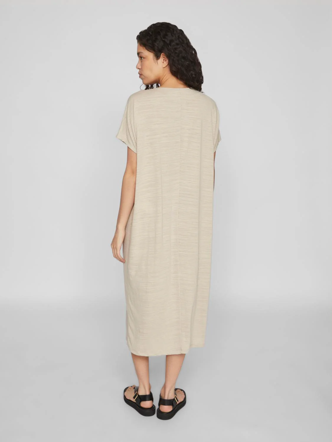 Vila  Vibrielle V-neck midi kjole - Feather Gray