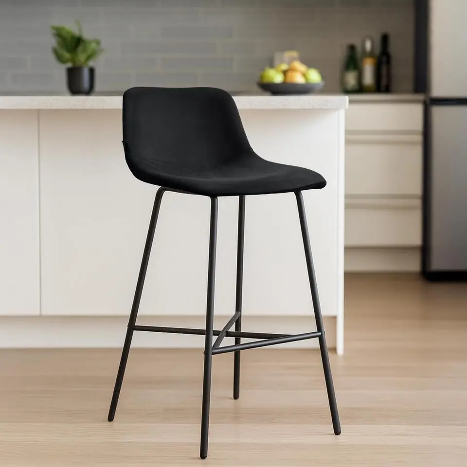 CLP Barkruk Altona zwart Frame - Fluweel - zwart