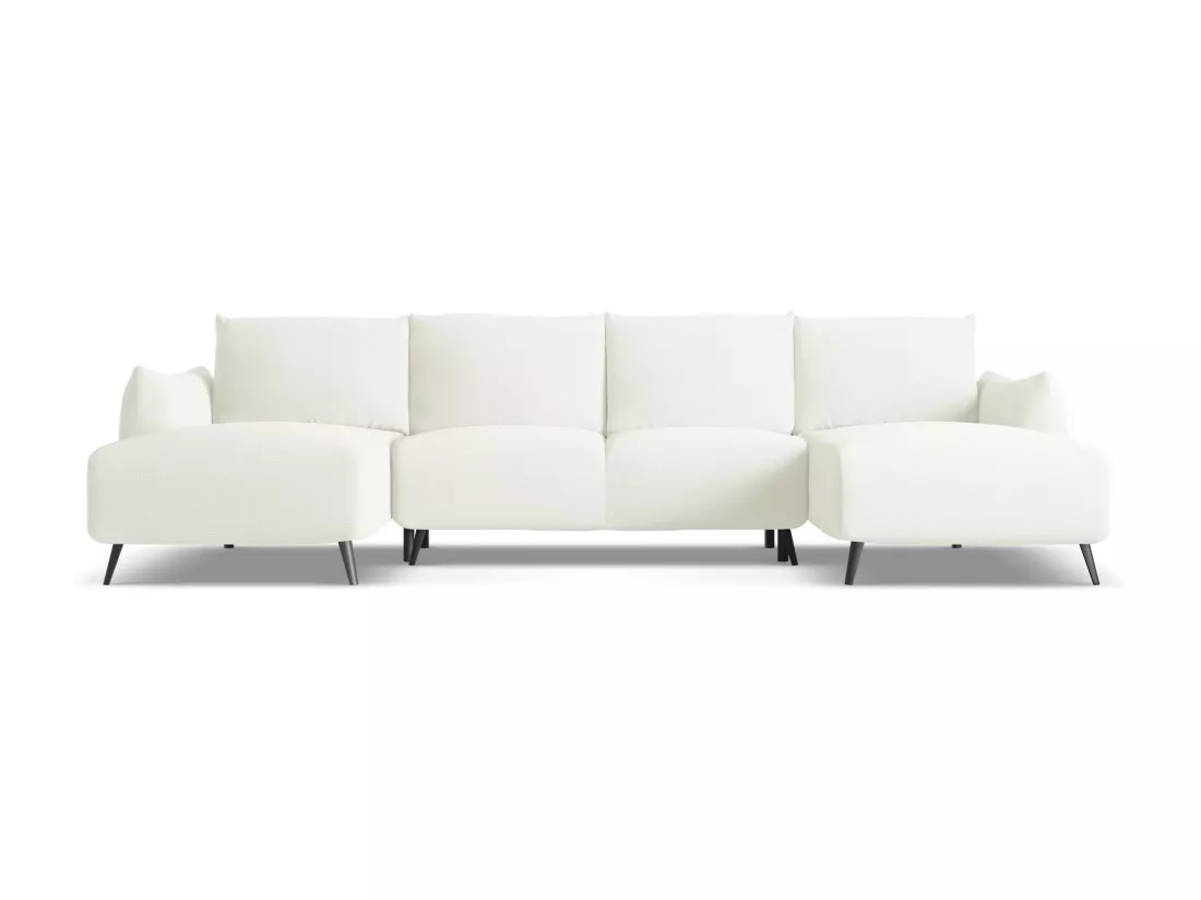Canapé d'angle panoramique convertible en tissu chenille - blanc - MALIE