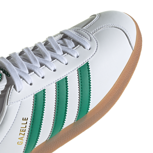 Adidas Gazelle Sneakers, White/Bold Green/Gold Metallic, 37 1/3