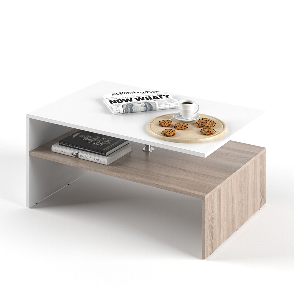 VICCO Couchtisch AMATO in Weiß / Eiche Sonoma - Wohnzimmer Sofatisch Kaffeetisch
