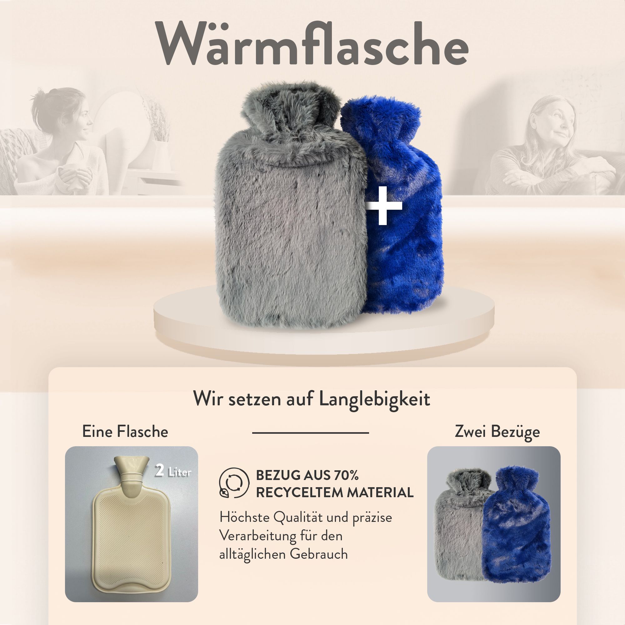 IEA Medical Wärmflasche mit zwei Bezügen