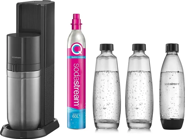 SodaStream DUO, Sort, Rustfrit stål, Glas, 1 L, 60 L, 155 mm, 280 mm
