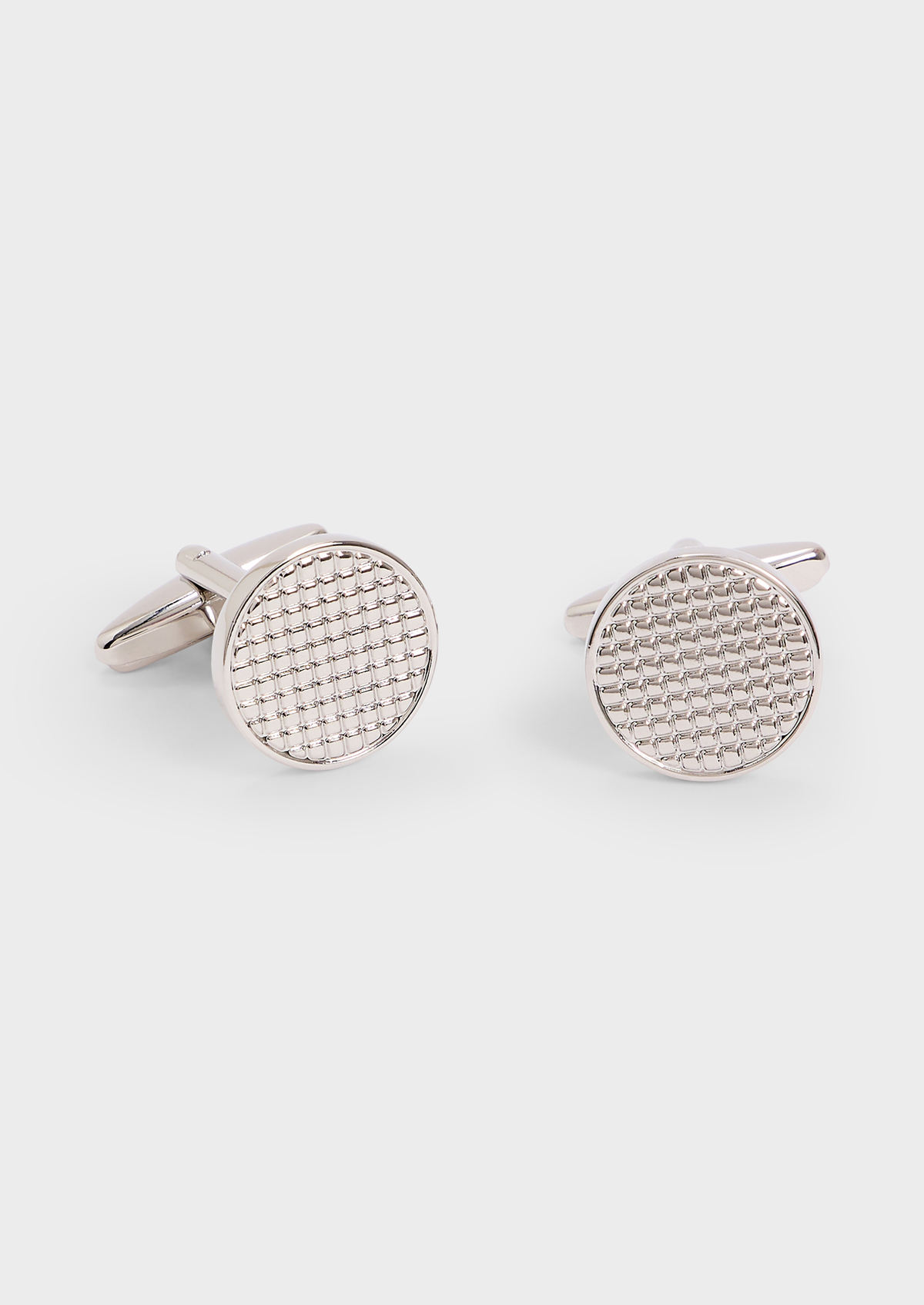 Boutons de manchettes ronds argent avec stries