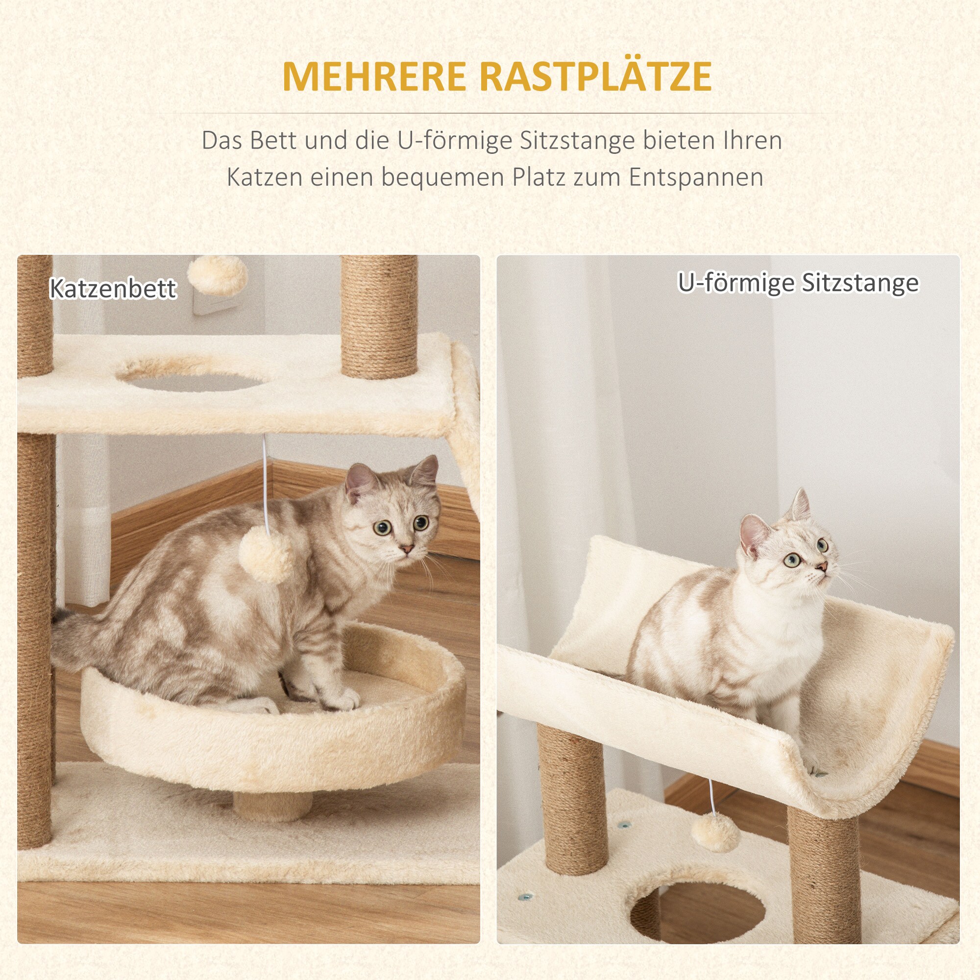 PawHut Kratzbaum mit Kratzbrett braun 60L x 30B x 76H cm