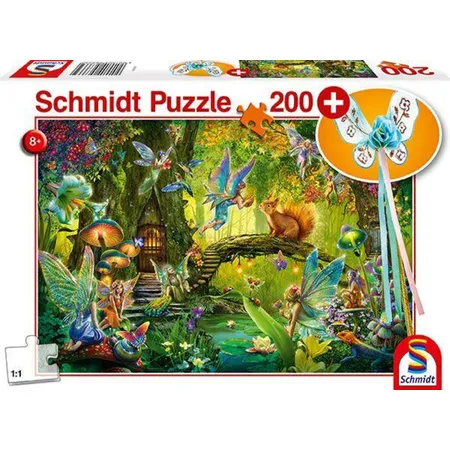Schmidt Spiele Kinderpuzzle -Feen im Wald, inkl. Zauberstab, 200 Teile