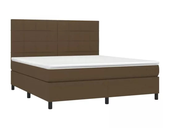 Sommier tapissier matelas et LED Marron foncé 160x200 cm Tissu