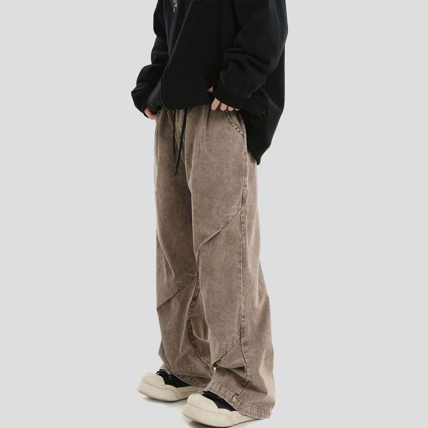 INStudio - High Waist Washed Wide Leg Jeans