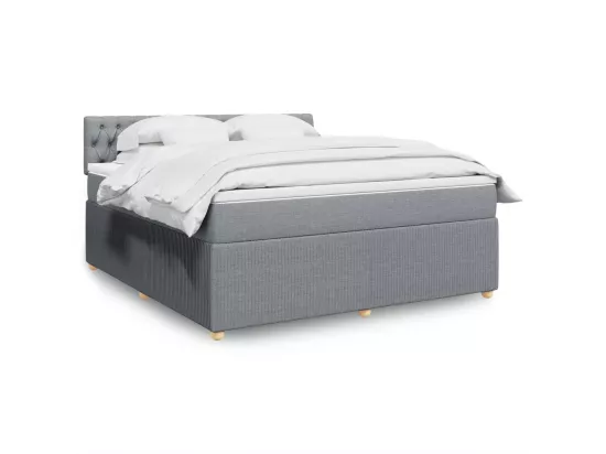 Sommier à lattes de lit avec matelas Gris clair 180x200cm Tissu