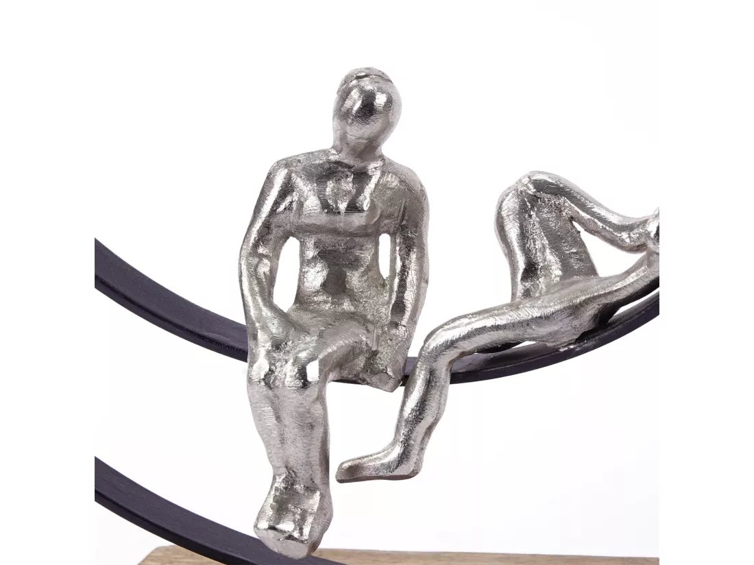 SCULPTURE Date Bois de mangue, métal argent-nature