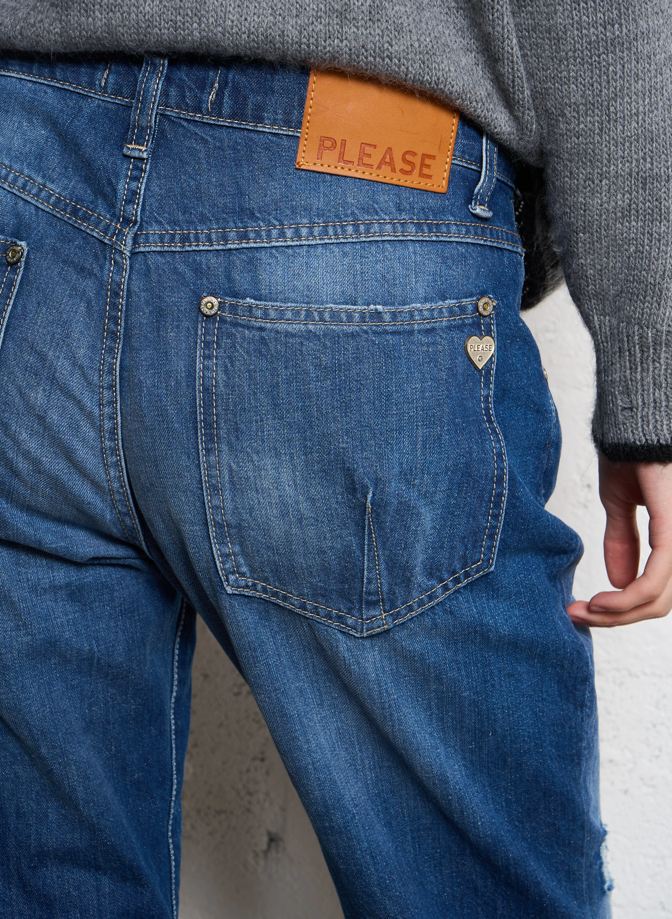 Jean droit en coton | Bleu