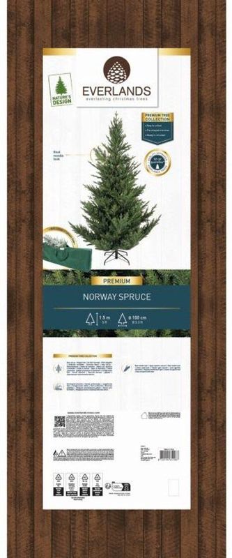Everlands - Norway Spruce - Kunstkerstboom - Groen - 1,5m x 1m
