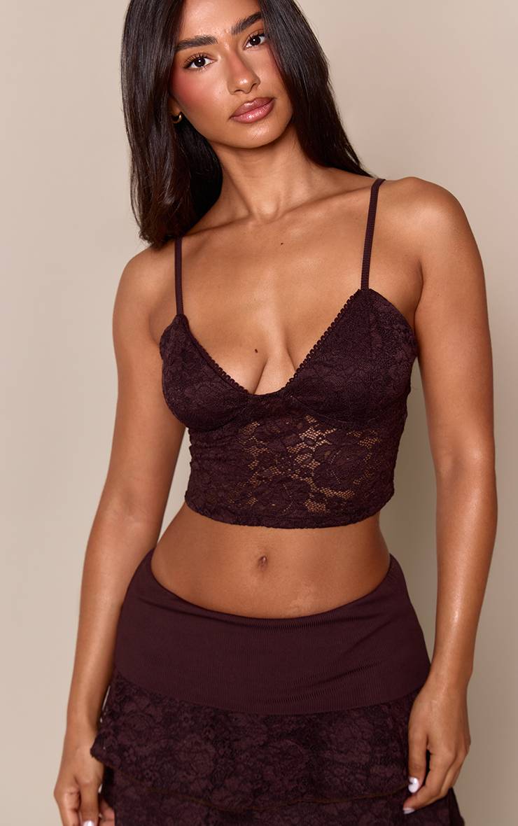 Chocolat Ensemble Caraco En Dentelle Petite