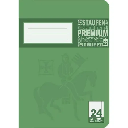 Staufen Premium Schulheft, A4, 16 Bl., Lin.24, blanko mit Rand + Linienblatt