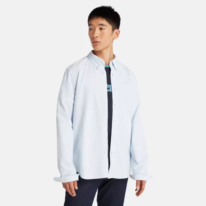 Chemise oxford à manches longues pour homme en bleu clair
