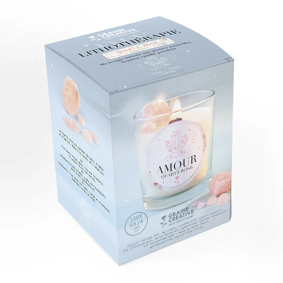 Graines Créatives Kit DIY bougie quartz rose