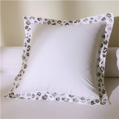 Taie d'oreiller percale broderie léopard