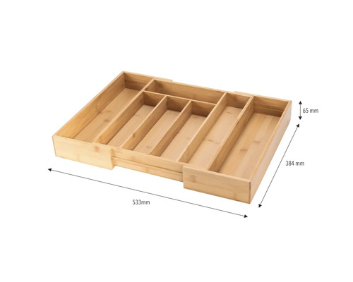 CENTA flexibele bestekbak, BxDxH 33,3-53,3 x 38,4 x 6,5 cm, gemaakt van bamboe