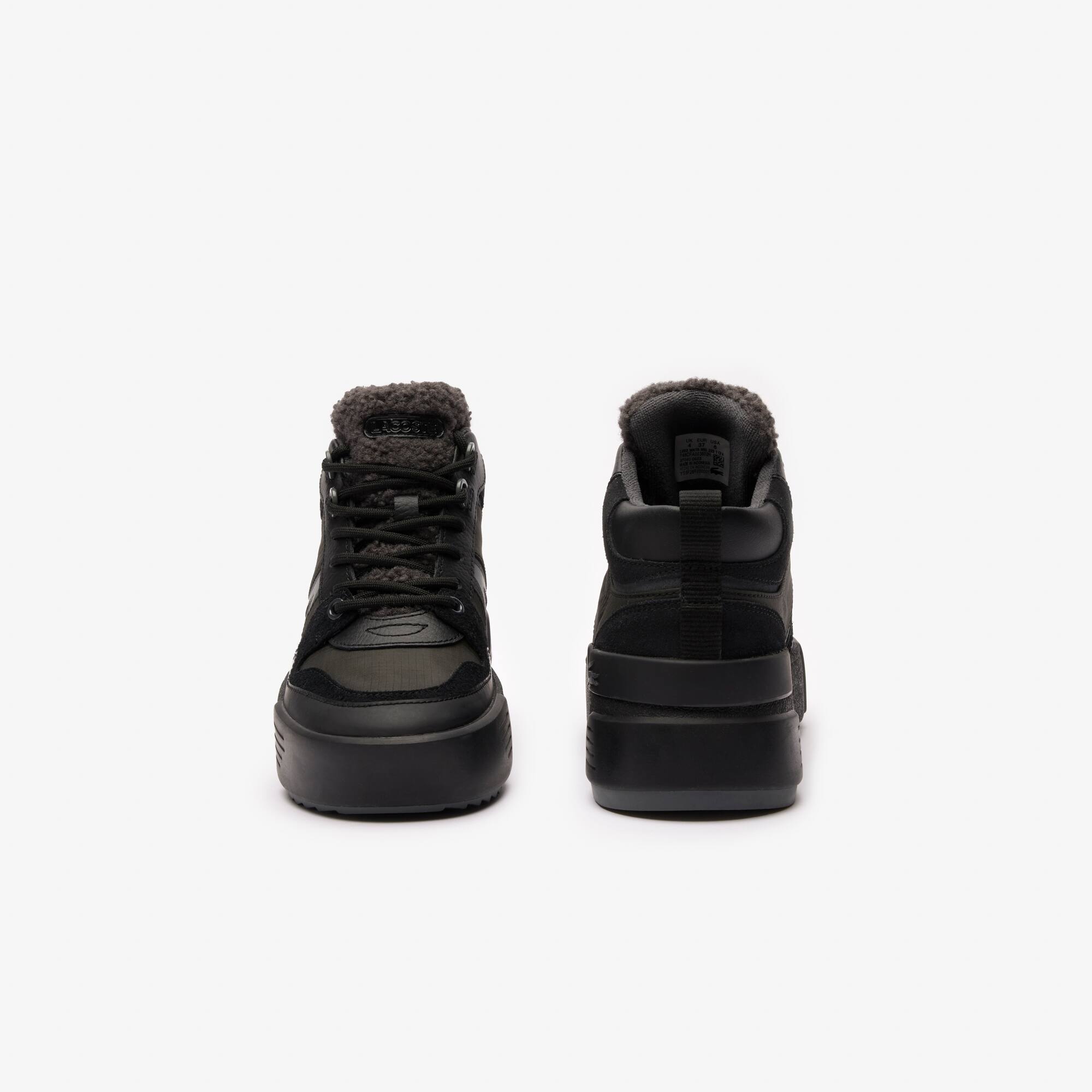 Damen SneakerBoots L002 Winter Mid aus Leder Outdoor - Schwarz - Lacoste - Damen