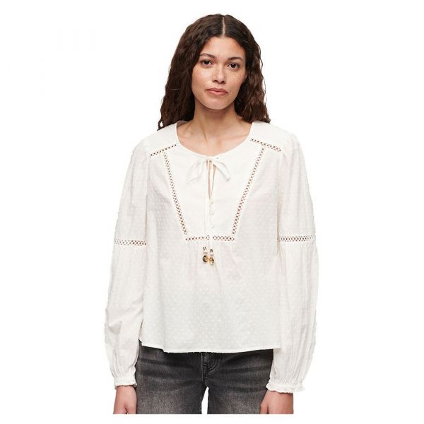 Superdry Ibiza Beach Long Sleeve Blouse Branco L Mulher