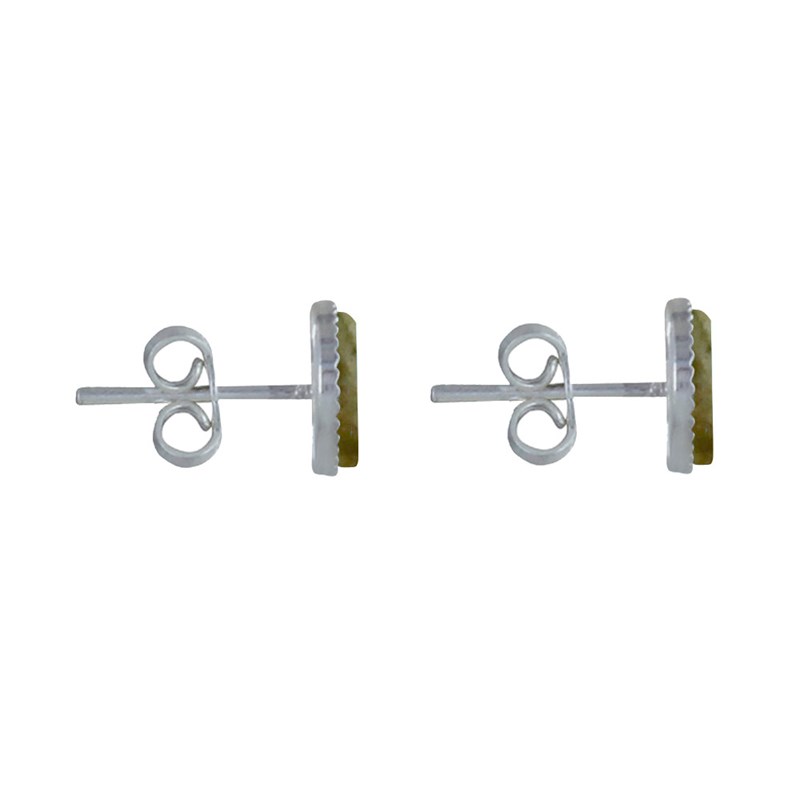 Boucles d'Oreilles Argent Rond Dentelé de Labradorite