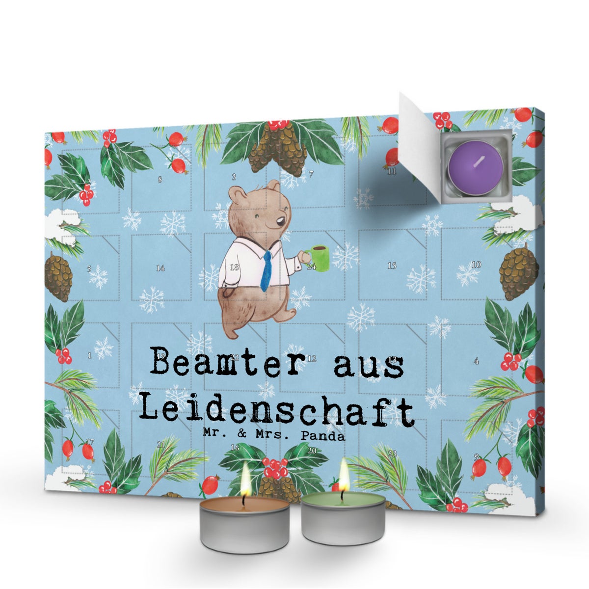 Mr. & Mrs. Panda Geurkaars Adventskalender Ambtenarenpassie - Pastelblauw