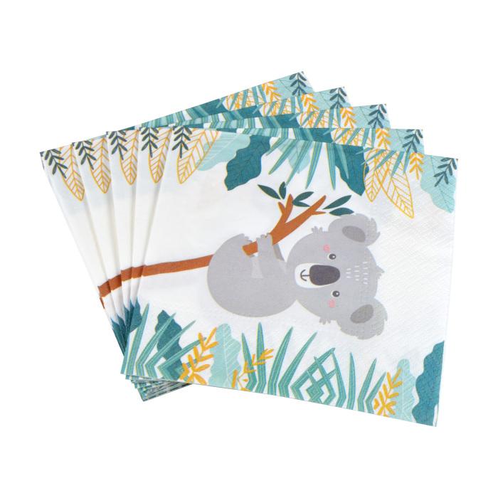 SET 20 SERVIETTES PAPIER 3 PLIS 33X33CM KOALA