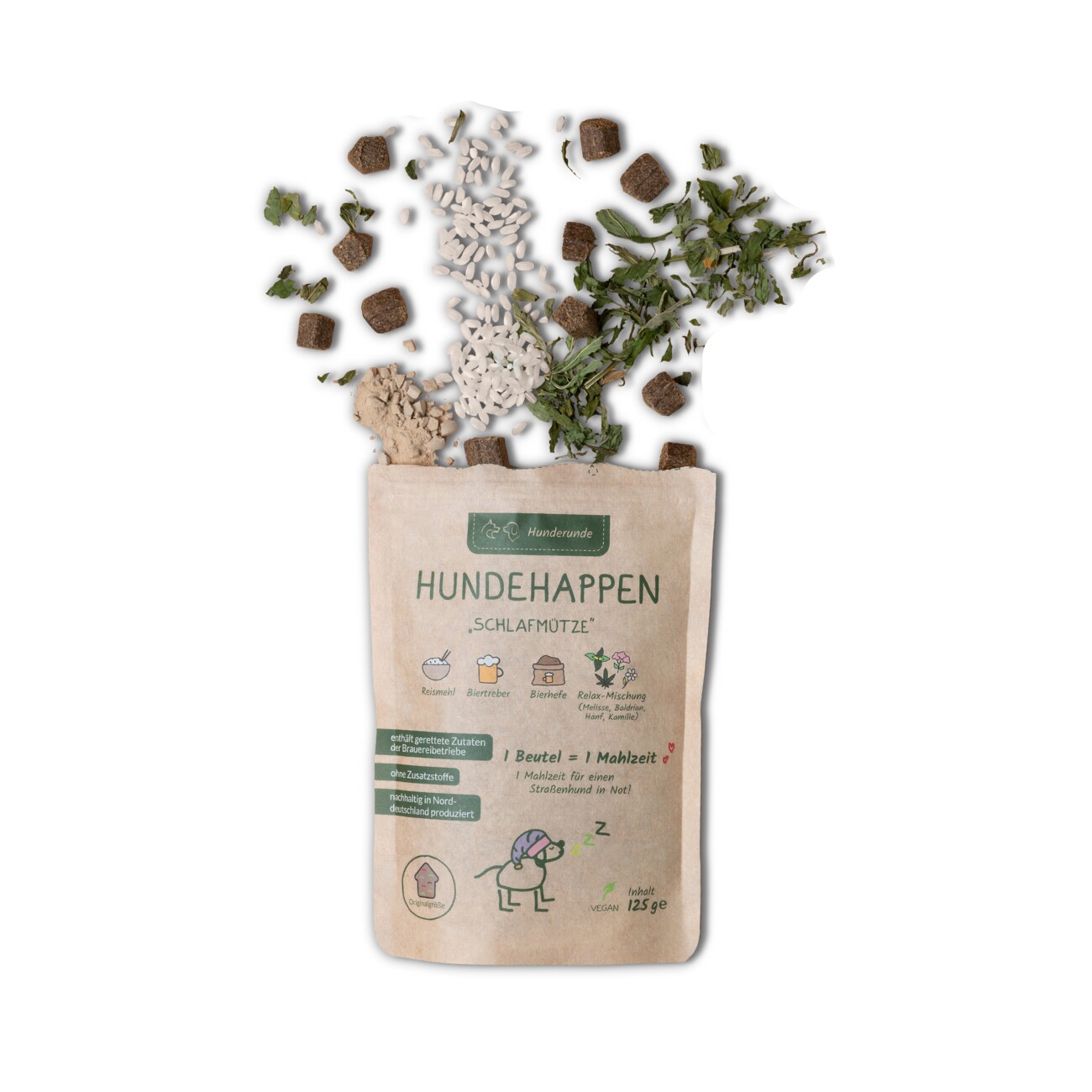 Hunderunde Schlafmütze vegane Snacks 375 g