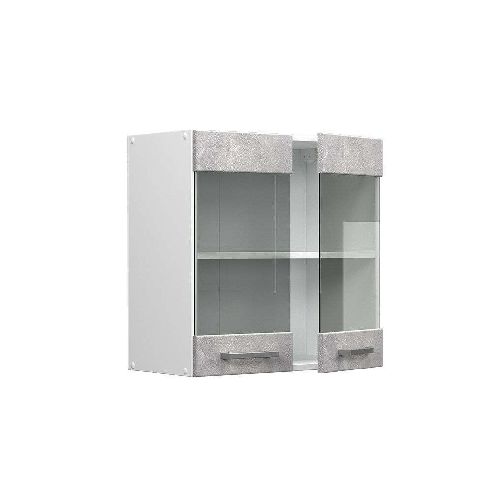 Vicco Hängeglasschrank Küchenschrank Küchenzeile R-Line 60 cm Weiß Beton Tür Fächer