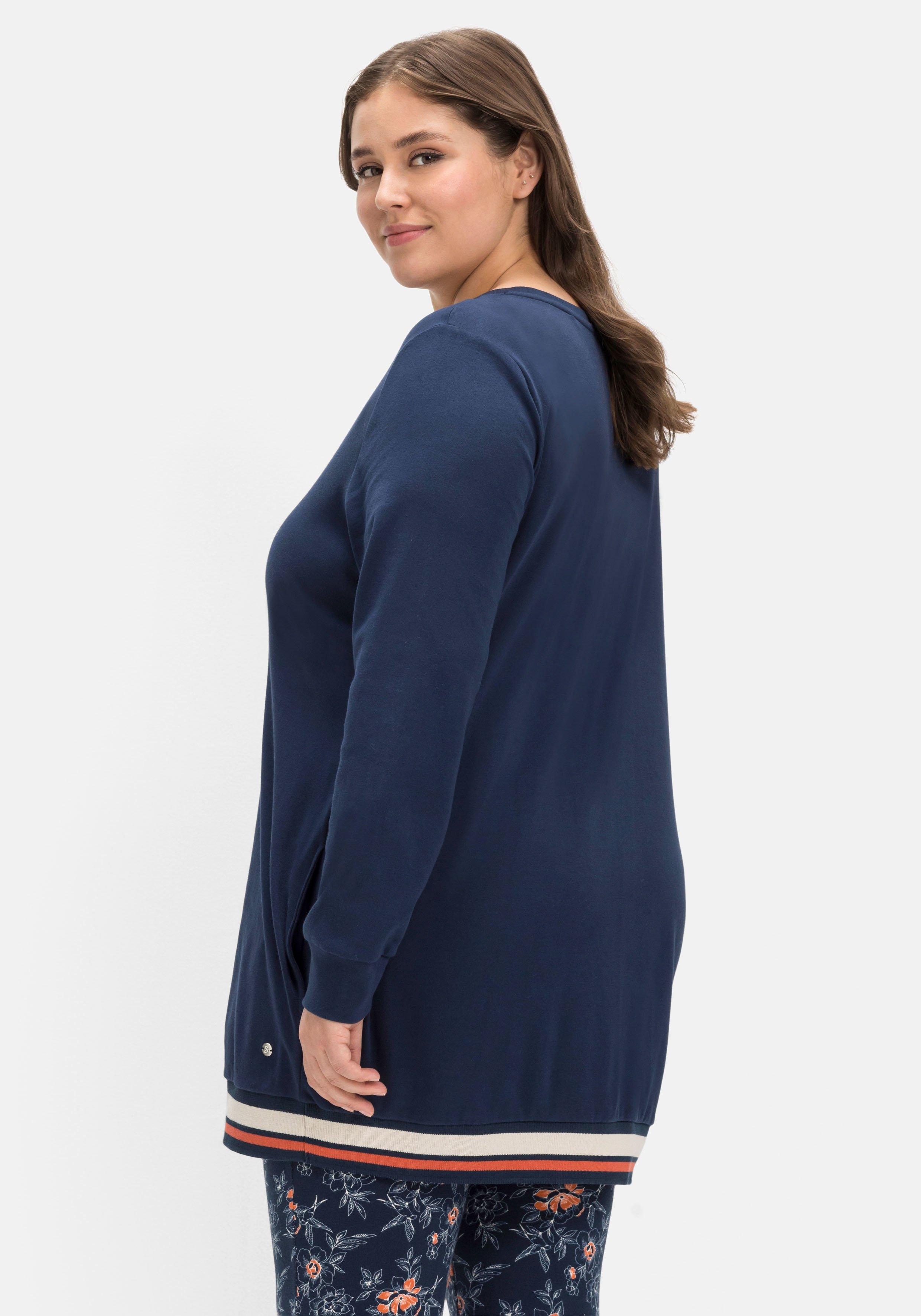 Relax-Sweatshirt in Longform mit floralem Druck