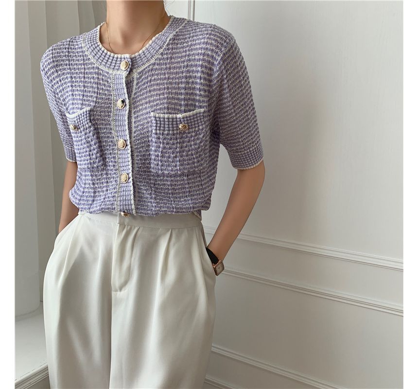 Sienne - Gestreept vest met korte mouwen en ronde hals