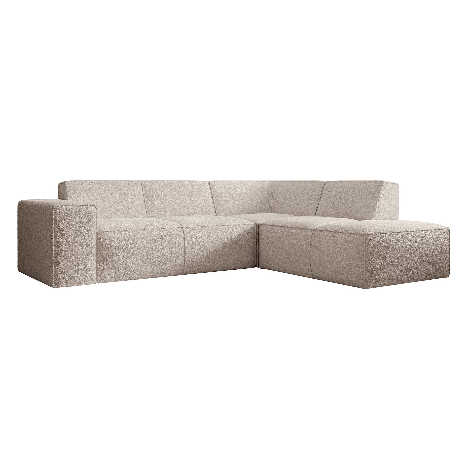 Monet - Hoekbank 4-zits met chaise longue - Teddystof beige - Rechts