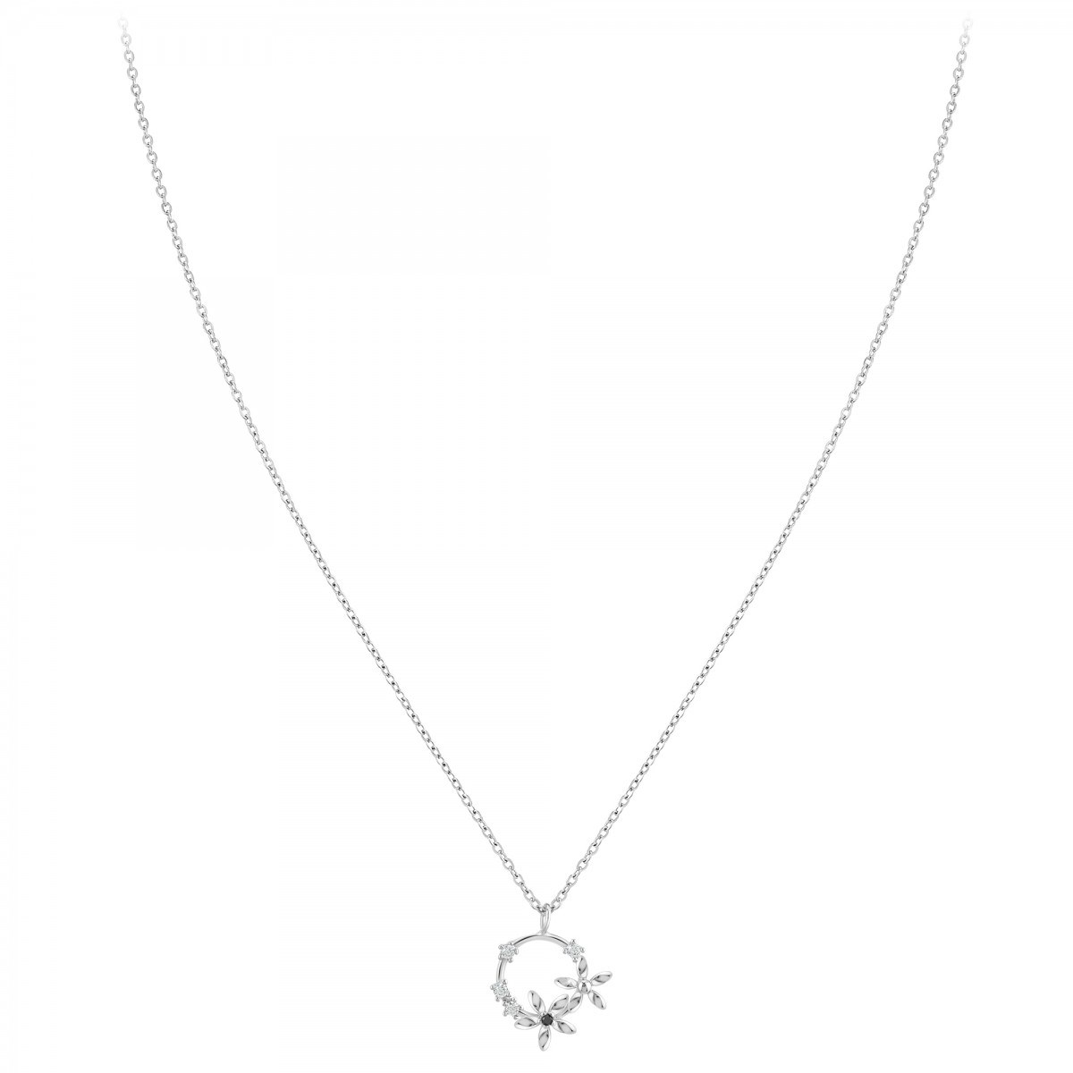 Collier Fleurs SC Crystal orné d'un véritable diamant noir
