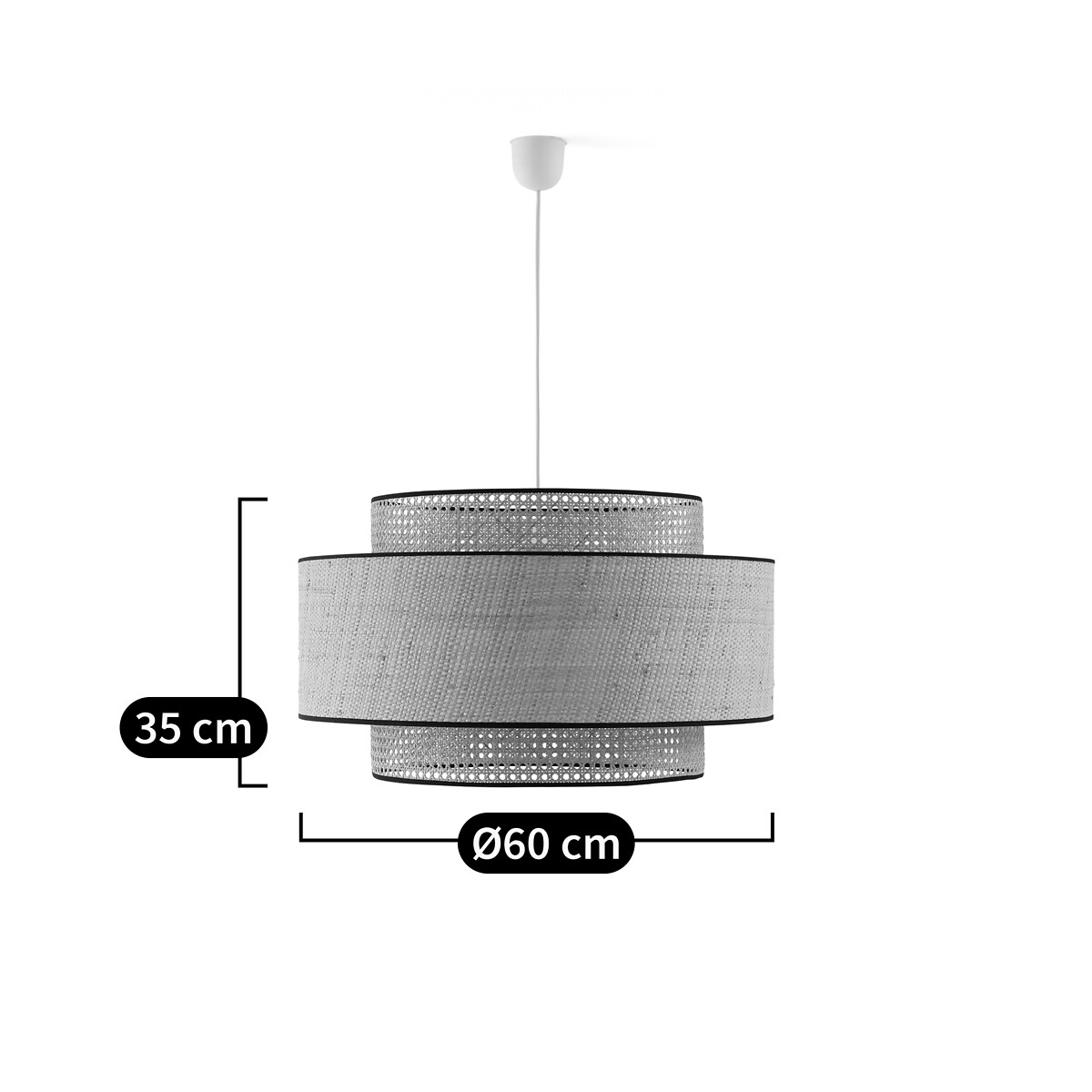 LA REDOUTE INTERIEURS<br>Candeeiro suspenso / Abajur duplo Ø60 cm, Dolkie