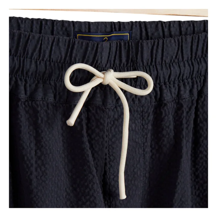 Portuguese Flannel Short Seersucker Atlantico | Bleu marine