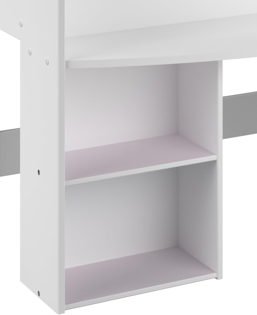 Parisot Jugendzimmer Pirouette 13 3teilig Weiß und Rosa/Kieselgrau mit Kleiderschrank, Hochbett und Schreibtisch…