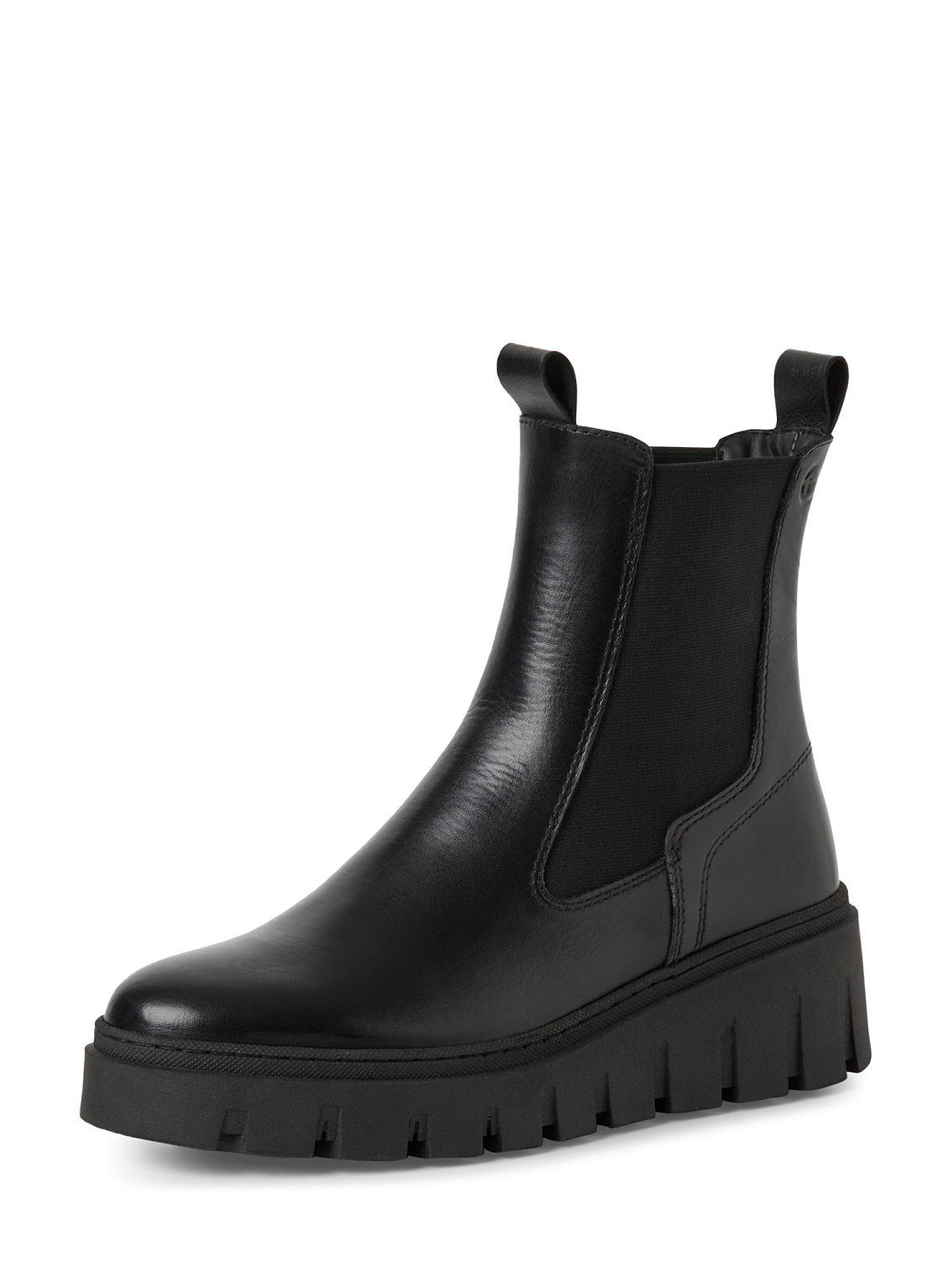 Tamaris Black Leather Wedge Chelsea