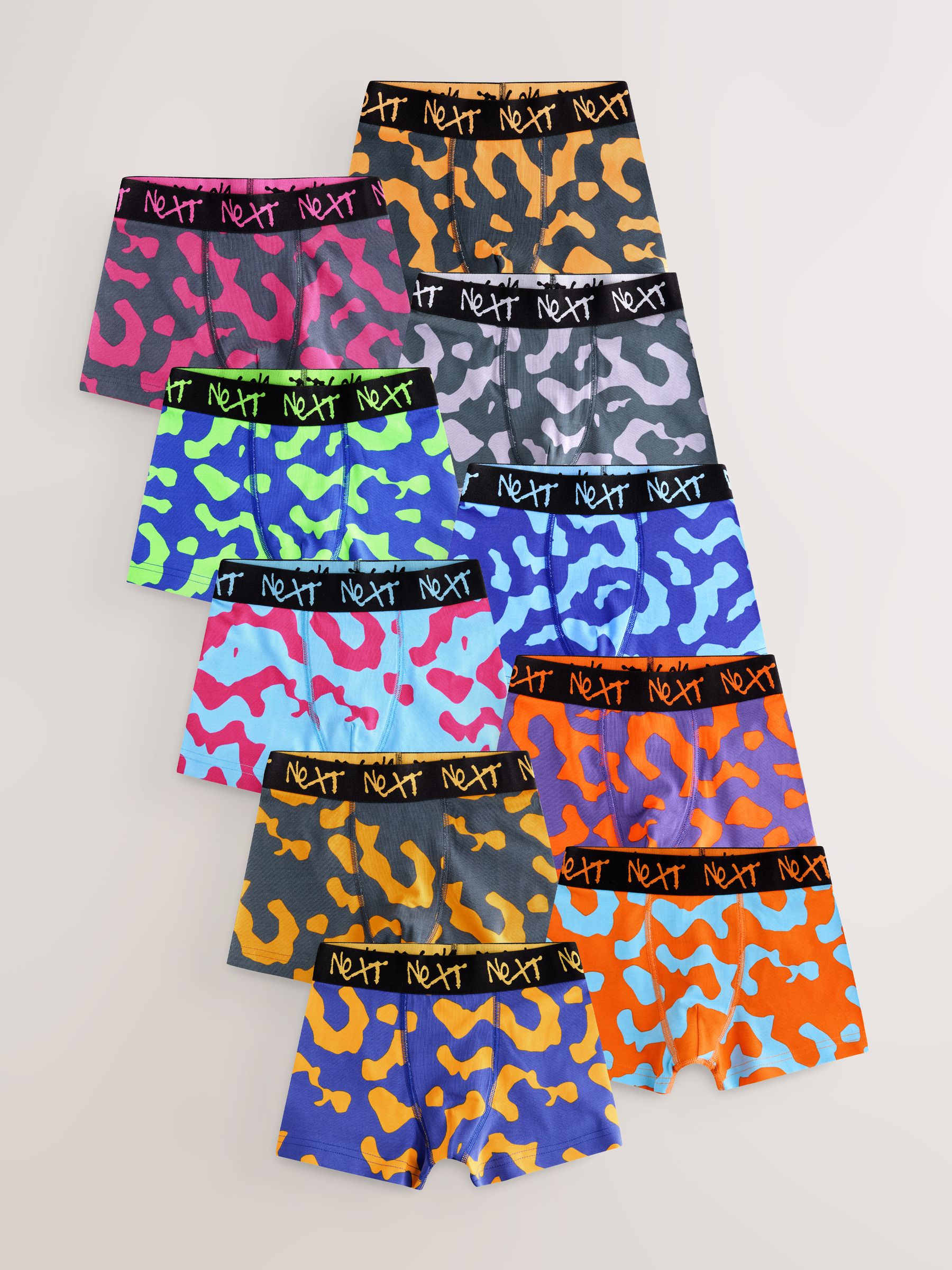 Felgekleurde camouflageprint - Verpakking van 10 boxers (2-16jr)