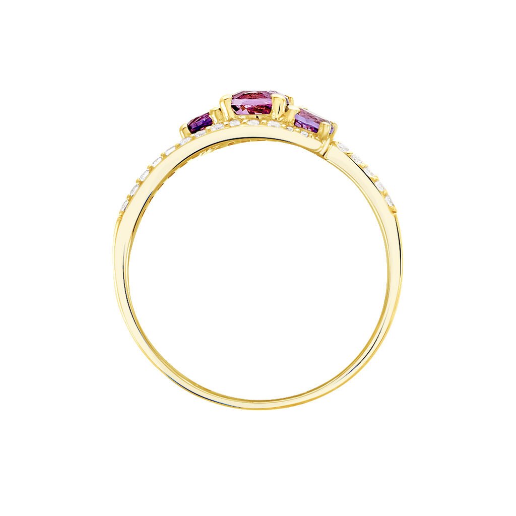Bague Chloe Or Jaune Amethyste Et Oxyde De Zirconium
