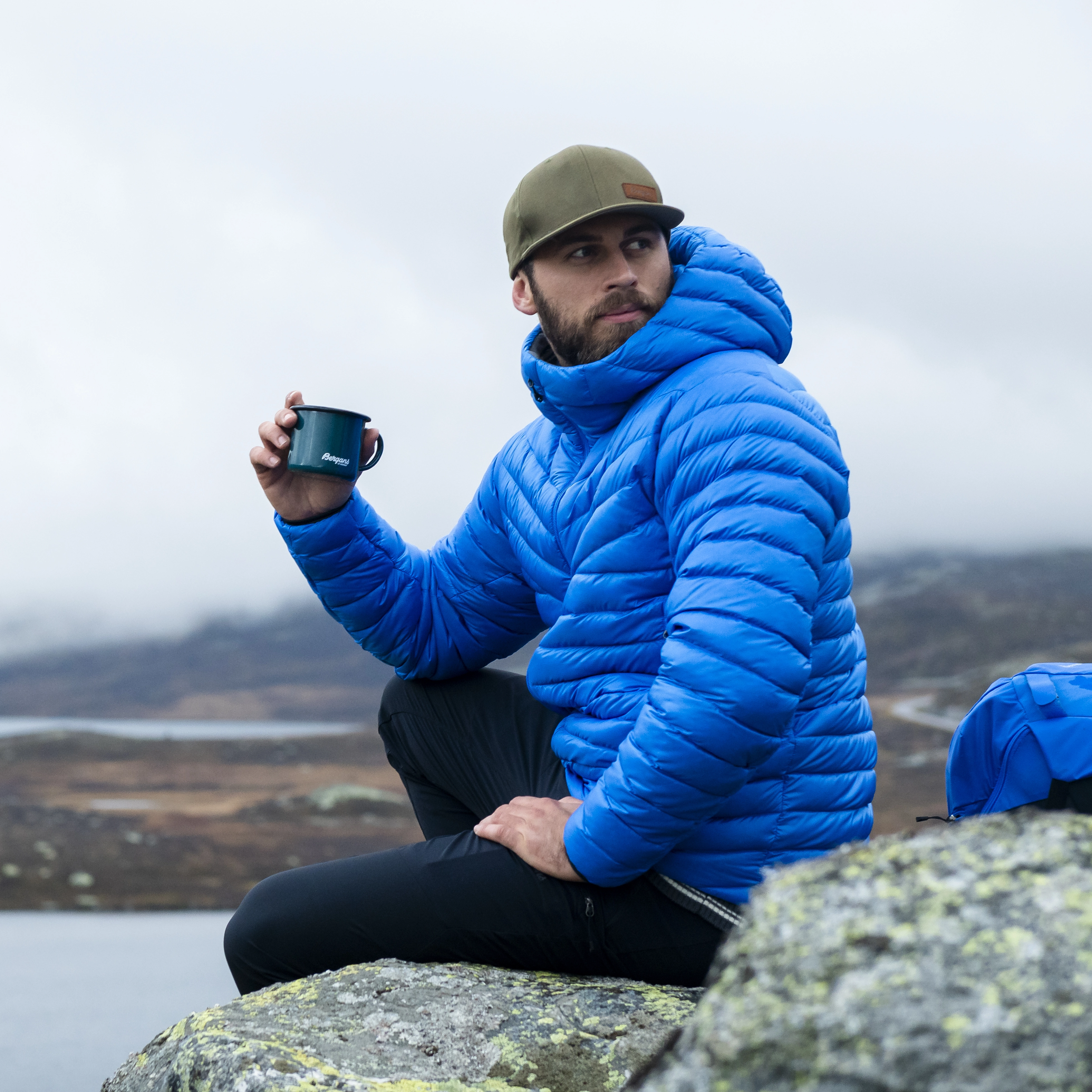 Rabot Light Down Jacket Hood Men Space Blue