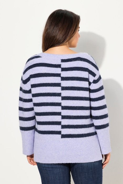Pullover, Ringel, Oversized, Rundhals, Langarm
