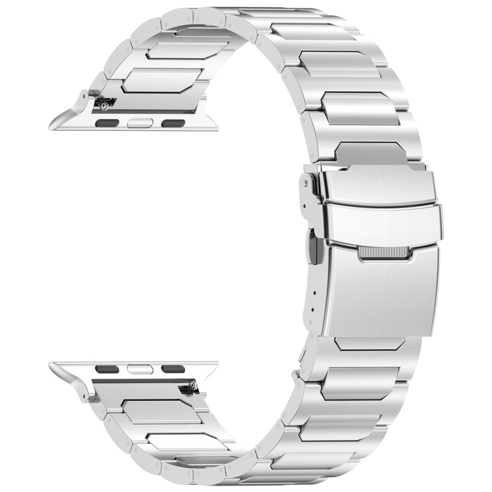 Apple Watch (49/46/45/44 mm) Ersatz Titan Armband mit Klickverschluss (Gelenkumfang: 170-230mm) - Silber